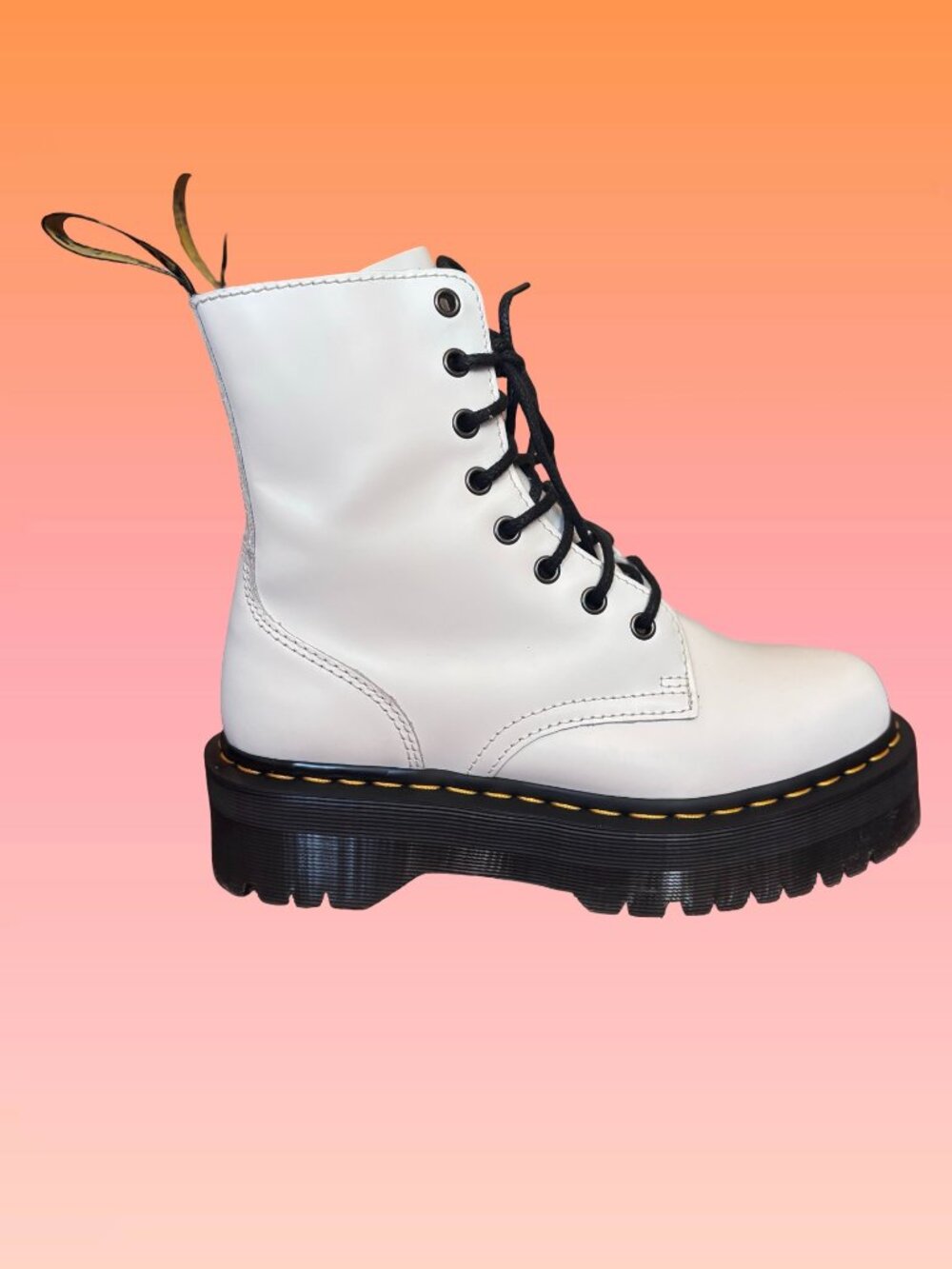 NWOB Dr Martens Jadon Smooth Leather Platform Boots, White, Size 8 - Picture 8 of 13